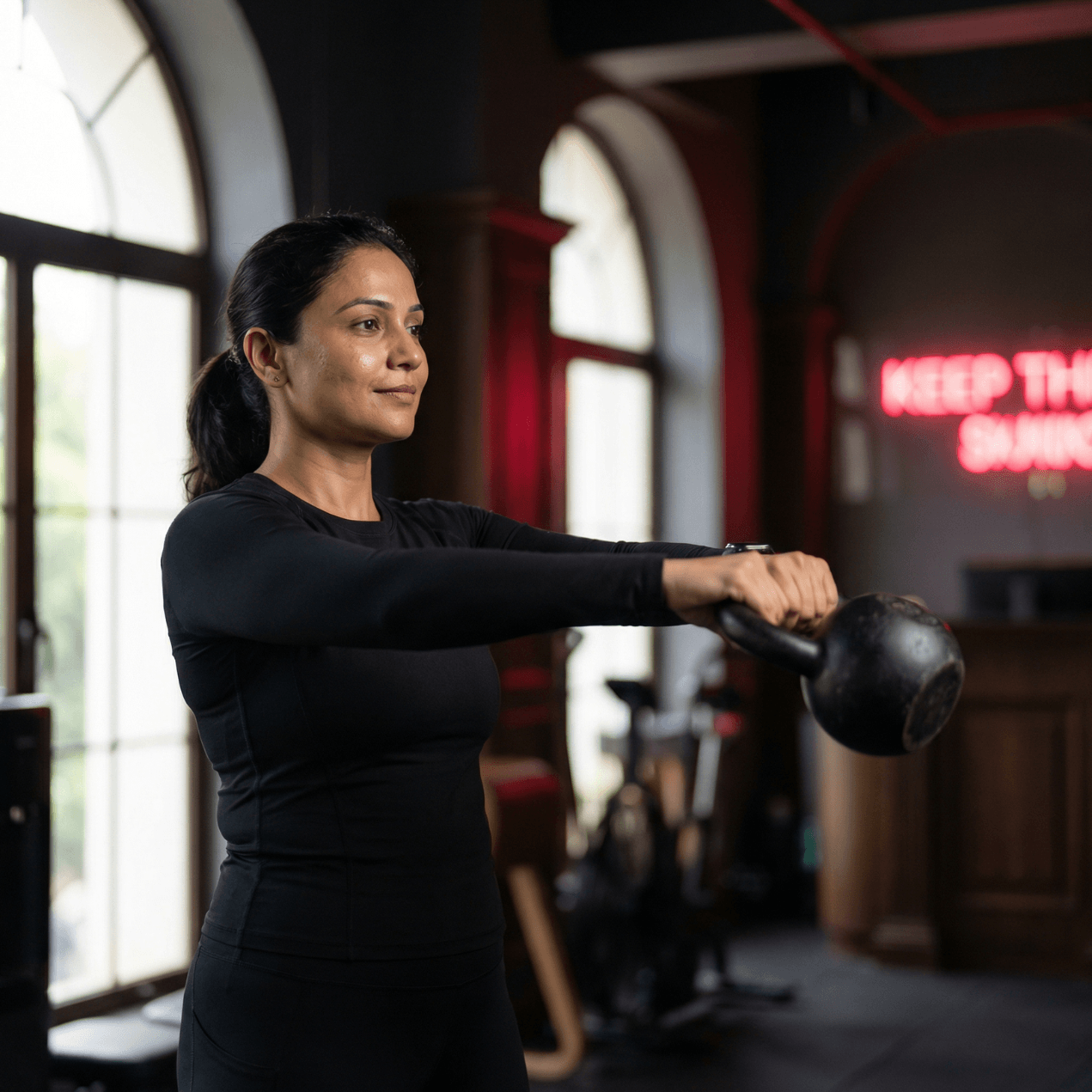 Woman performing strength training